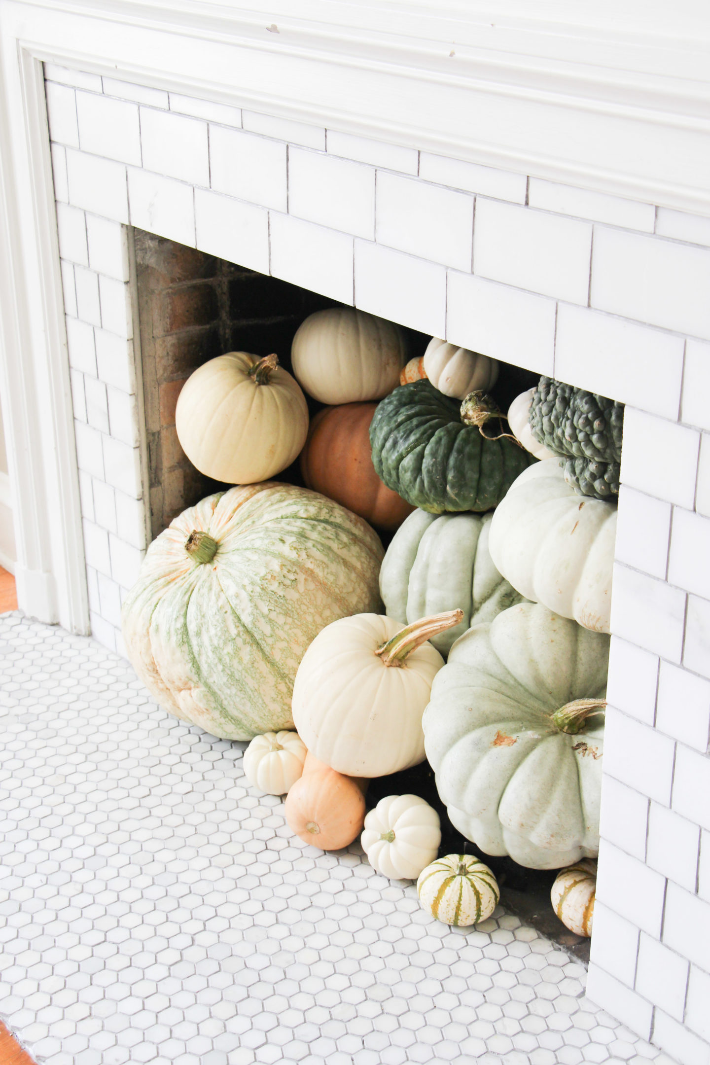 Heirloom Pumpkin Fireplace for Fall Sarah Tucker