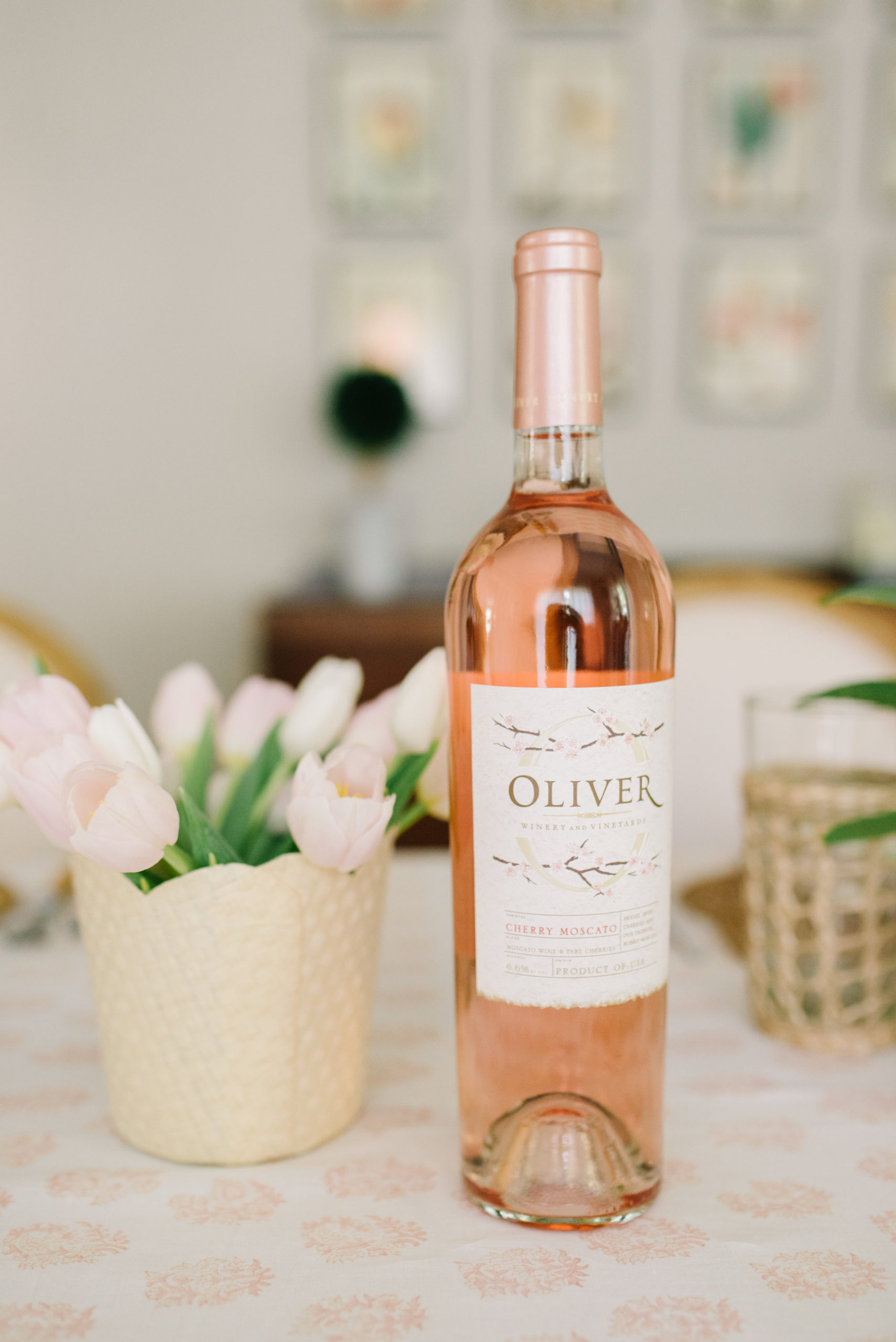 Pink and green feminine tablescape orchid tulips publix